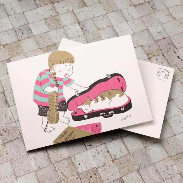 音楽の日常 絵葉書 ポストカード かくれんぼ ヴァイオリン