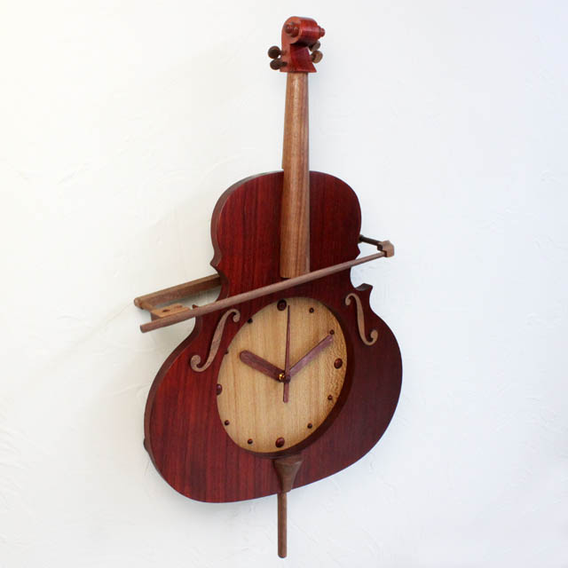 チェロ 掛時計 振り子時計 パドック 音楽雑貨 音楽グッズ 音楽ギフト