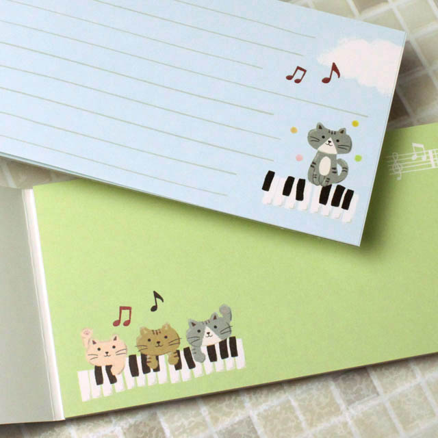 cat piano trio 一筆箋 ピアノ 鍵盤 音楽雑貨 音楽グッズ