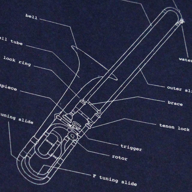 設計図ノート Trombone トロンボーン  音楽雑貨 音楽グッズ 方眼ノート