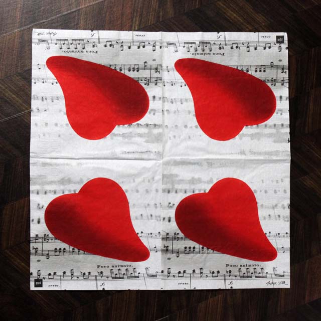 ペーパーナプキン ペーパータオル 楽譜 ハート 愛 音楽 音楽雑貨 音楽グッズ