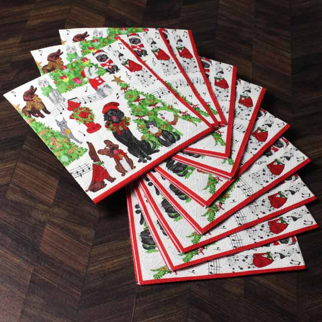 ペーパーナプキン ペーパータオル 楽譜 クリスマスツリー 犬 ネコ ペット 音楽雑貨 音楽グッズ