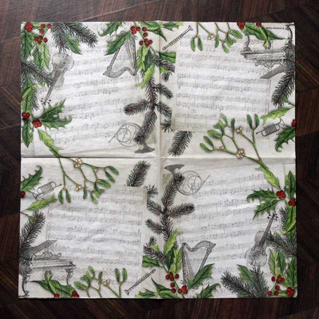 ペーパーナプキン ペーパータオル 楽譜 クリスマスソング ヴァイオリン ホルン ハープ ピアノ 音楽雑貨 音楽グッズ
