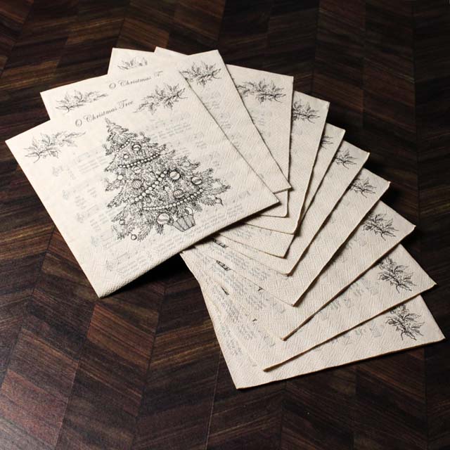 ペーパーナプキン ペーパータオル 楽譜 クリスマスツリー 音楽雑貨 音楽グッズ