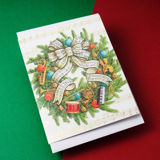 クリスマスカード 音楽 楽器 リース 音楽雑貨 音楽グッズ