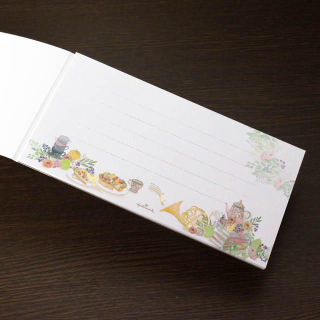 一筆箋 ホルン ティータイム 音楽雑貨 音楽グッズ  音楽ギフト