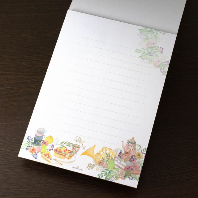 便箋 レターパッド ホルン ティータイム 音楽雑貨 音楽グッズ  音楽ギフト