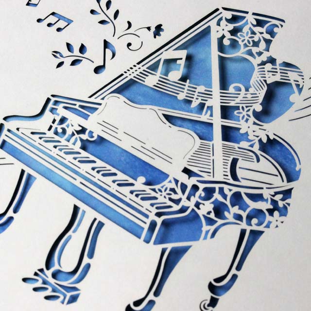 レーザーカット 色紙 グランドピアノ 音楽雑貨 音楽グッズ 音楽記念品