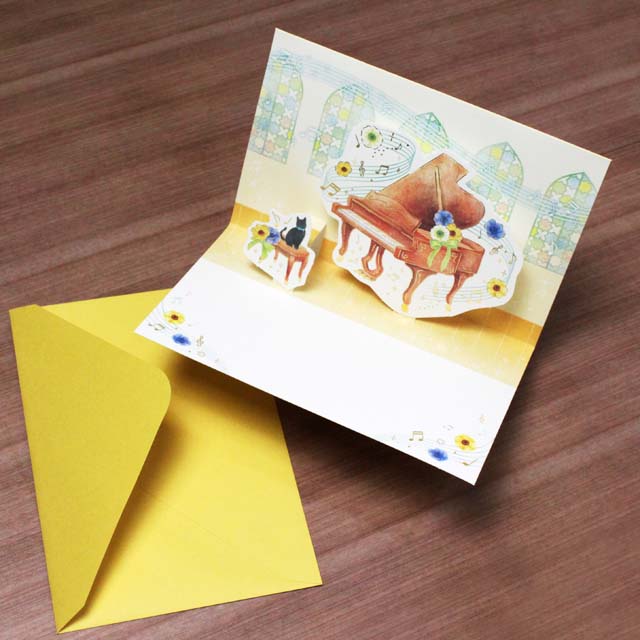 多目的カード ポップアップ 立体 グランドピアノ 音楽雑貨 音楽グッズ 音楽ギフト