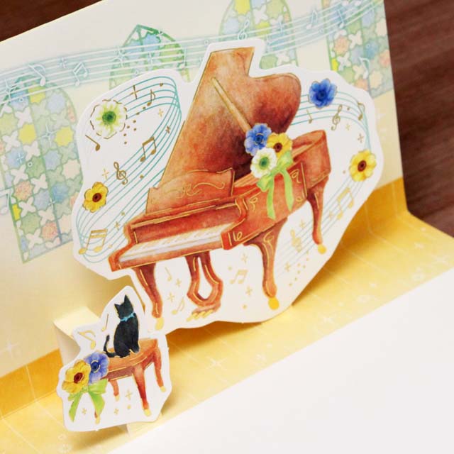 多目的カード ポップアップ 立体 グランドピアノ 音楽雑貨 音楽グッズ 音楽ギフト