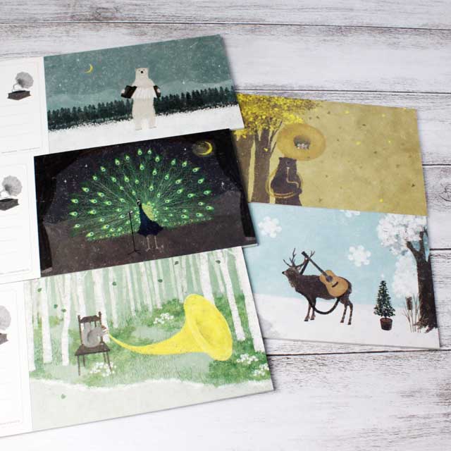 はがき箋 絵葉書 ハーモニー アルペンホルン スーザフォン ギター アコーディオン 音楽雑貨 音楽文具 音楽グッズ 音楽ギフト