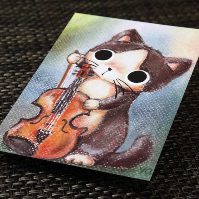 まるのおさんぽ 絵葉書 ポストカード 音符 ヴァイオリン 弦楽器 音楽雑貨 音楽グッズ