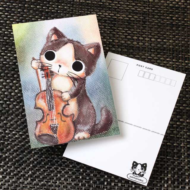まるのおさんぽ 絵葉書 ポストカード 音符 ヴァイオリン 弦楽器 音楽雑貨 音楽グッズ