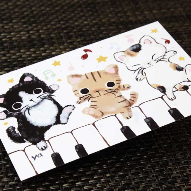 まるのおさんぽ 絵葉書 ポストカード 音符 ピアノ鍵盤 音楽雑貨 音楽グッズ