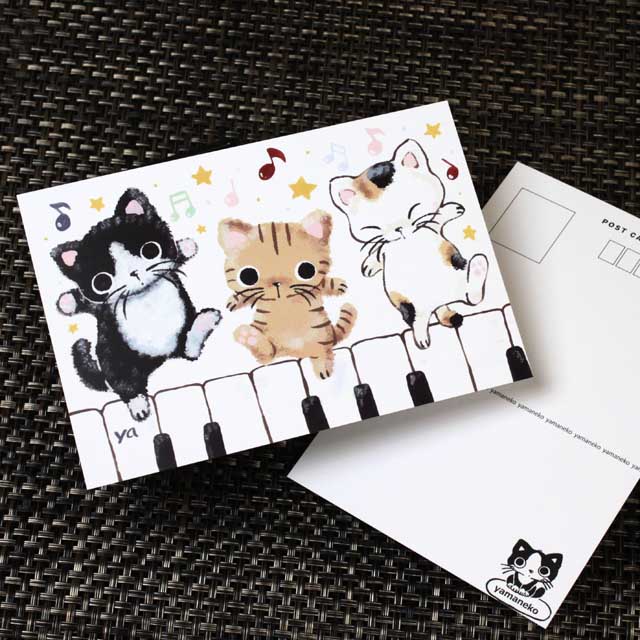 まるのおさんぽ 絵葉書 ポストカード 音符 ピアノ鍵盤 音楽雑貨 音楽グッズ