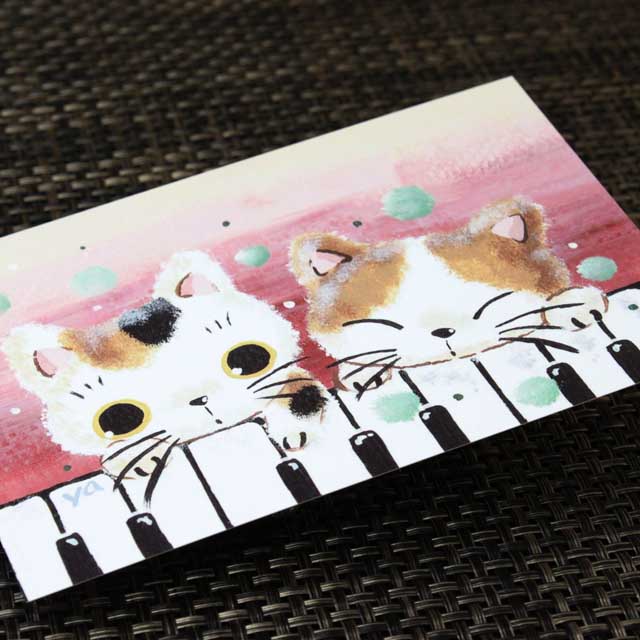 まるのおさんぽ 絵葉書 ポストカード 音符 ピアノ鍵盤 音楽雑貨 音楽グッズ