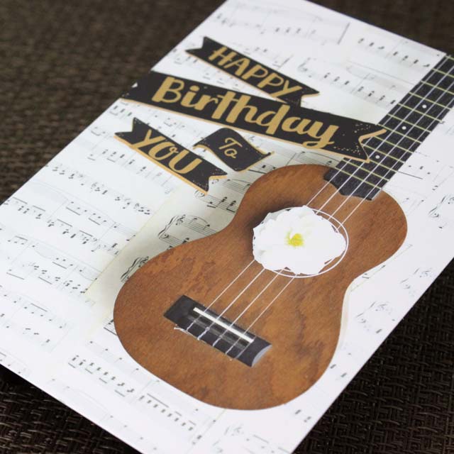 ウクレレ 誕生日 バースディ 絵葉書 ポストカード 音楽雑貨 音楽ギフト
