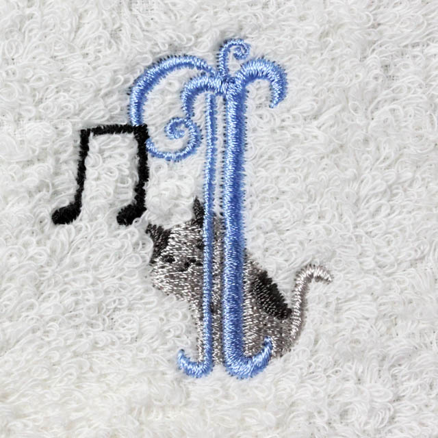 音符 タオルハンカチ イニシャル Ｉ 音楽雑貨 音楽グッズ