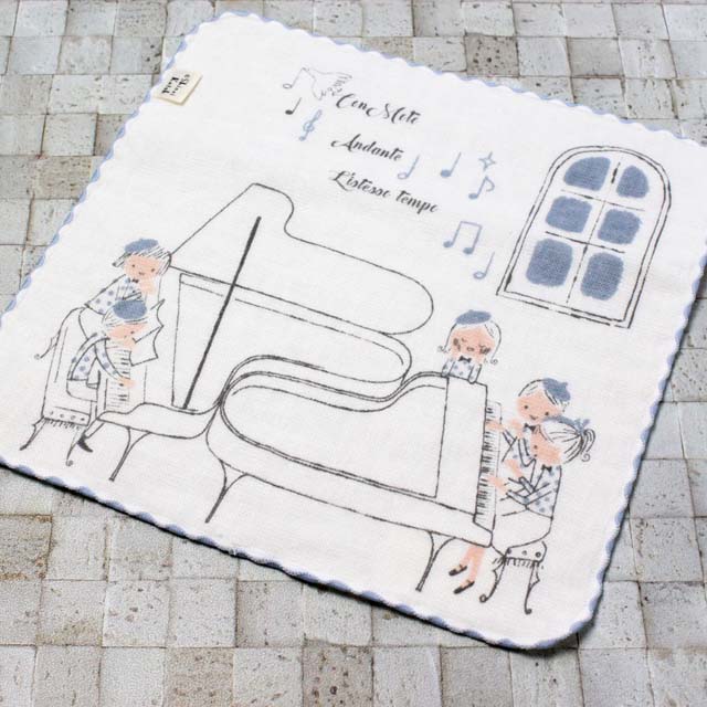 ピアノ・デュオ タオルハンカチ Shinzikatoh 泉州タオル 音楽雑貨 音楽グッズ 音楽ギフト 発表会記念品