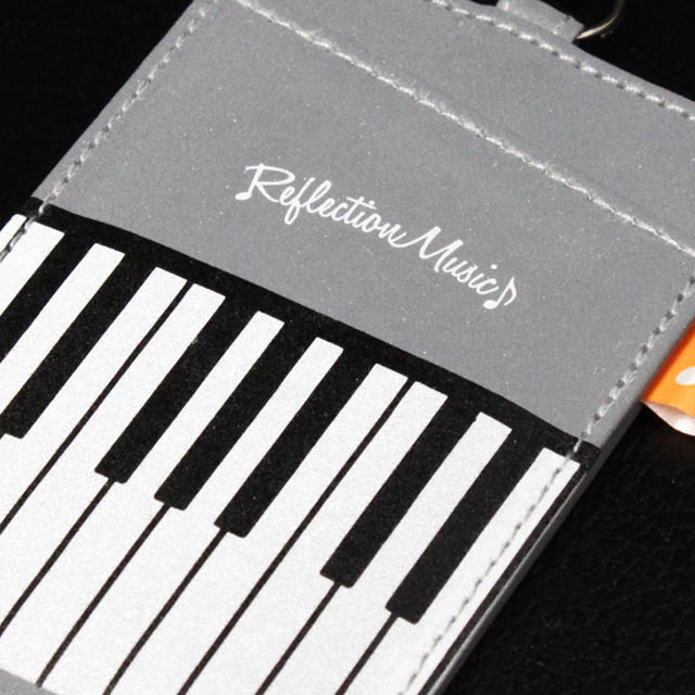 パスケース ピアノ鍵盤 反射素材 リフレクション 音楽雑貨 音楽ギフト