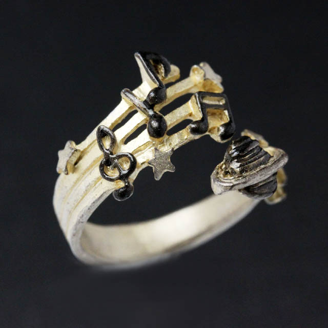 土星 惑星 音符 ト音記号 リング 指輪 音楽アクセサリー 音楽ギフト 音楽グッズ 音楽雑貨