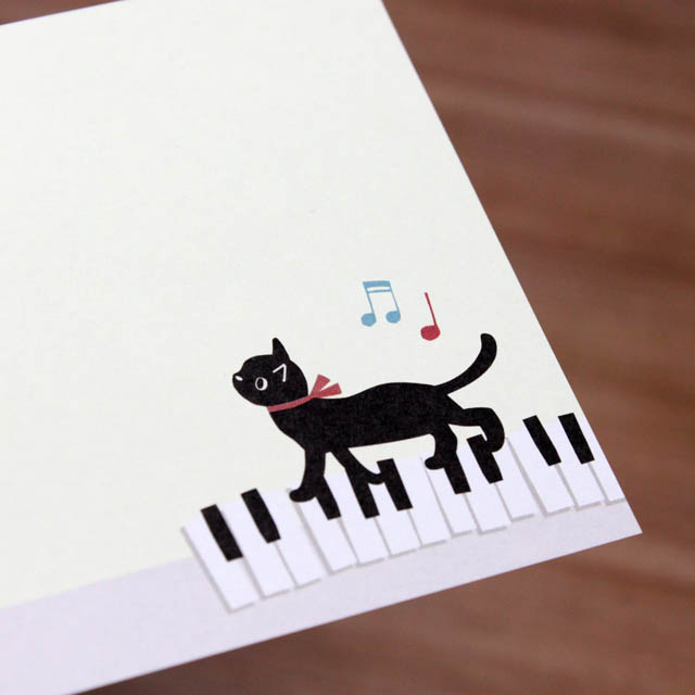 ブロックメモ ピアノ 鍵盤 黒猫 音楽グッズ 音楽文具 音楽雑貨