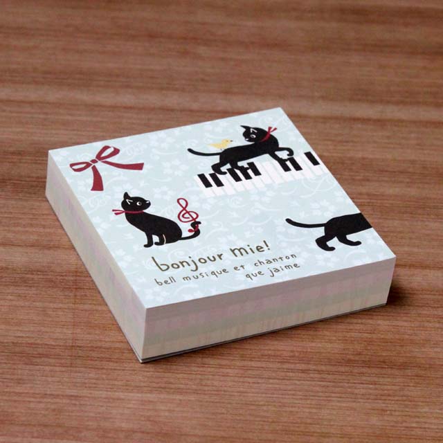 ブロックメモ ピアノ 鍵盤 黒猫 音楽グッズ 音楽文具 音楽雑貨