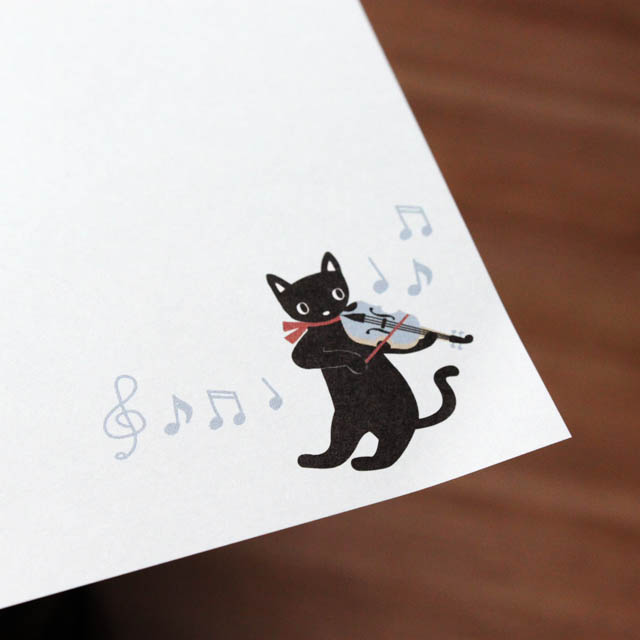 ブロックメモ ヴァイオリン 音楽隊 黒猫 音楽グッズ 音楽文具 音楽雑貨