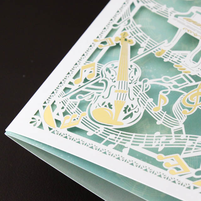 レーザーカット 切り絵 多目的カード グランドピアノ ヴァイオリン 音楽雑貨 音楽グッズ 音楽ギフト