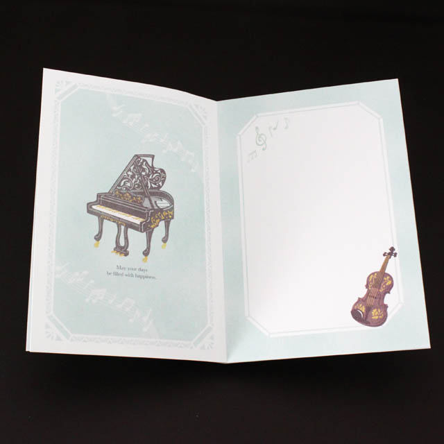 レーザーカット 切り絵 多目的カード グランドピアノ ヴァイオリン 音楽雑貨 音楽グッズ 音楽ギフト