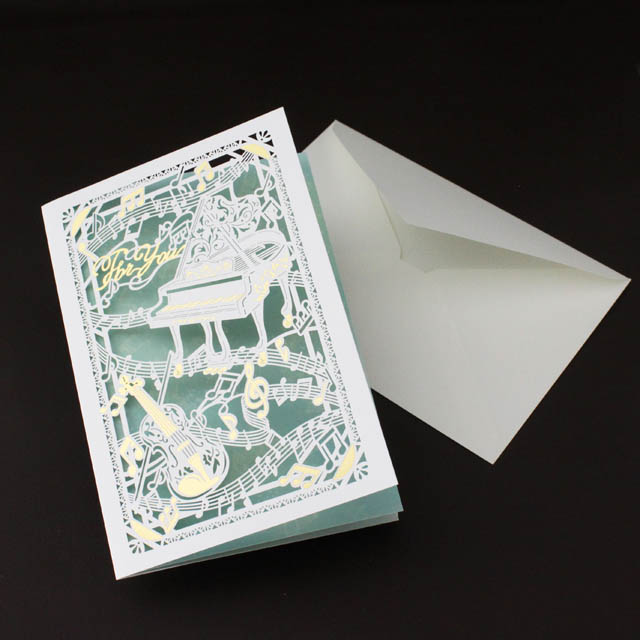 多目的カード 《切り絵 グランドピアノ＆ヴァイオリン》 193324 音楽