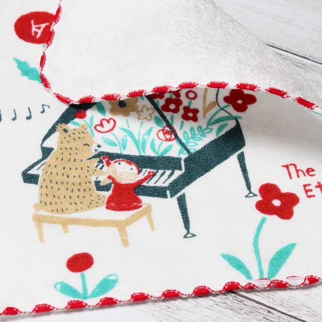 グランドピアノ,連弾,こぐまのエチュード,ShinziKatoh,タオルハンカチ,音楽雑貨,音楽グッズ,音楽ギフト,発表会記念