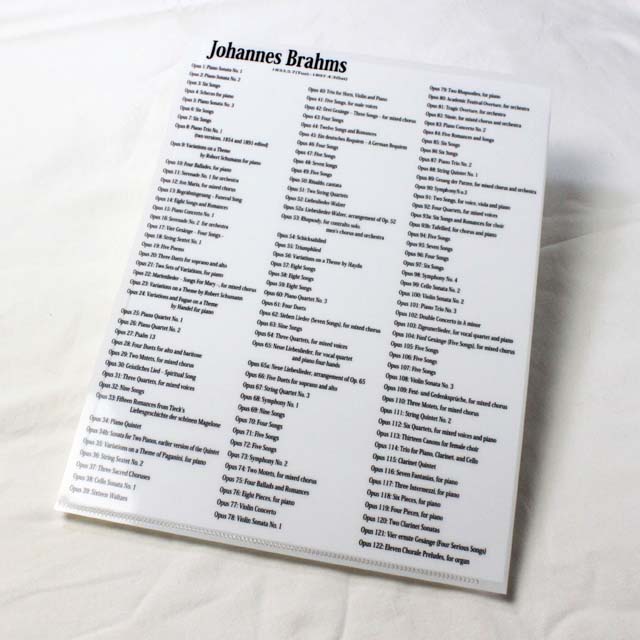 ブラームス Brahms クリアファイル クリアフォルダ 切り絵 栗田大地 音楽雑貨 音楽グッズ 音楽文具 音楽ギフト