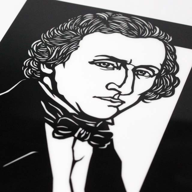 ショパン Chopin クリアファイル クリアフォルダ 切り絵 栗田大地 音楽雑貨 音楽グッズ 音楽文具 音楽ギフト