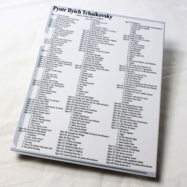 チャイコフスキー Tchaikovsky クリアファイル クリアフォルダ 切り絵 栗田大地 音楽雑貨 音楽グッズ 音楽文具 音楽ギフト