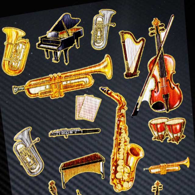大人の楽器図鑑 シール 466490 音楽雑貨・アクセサリー専門店