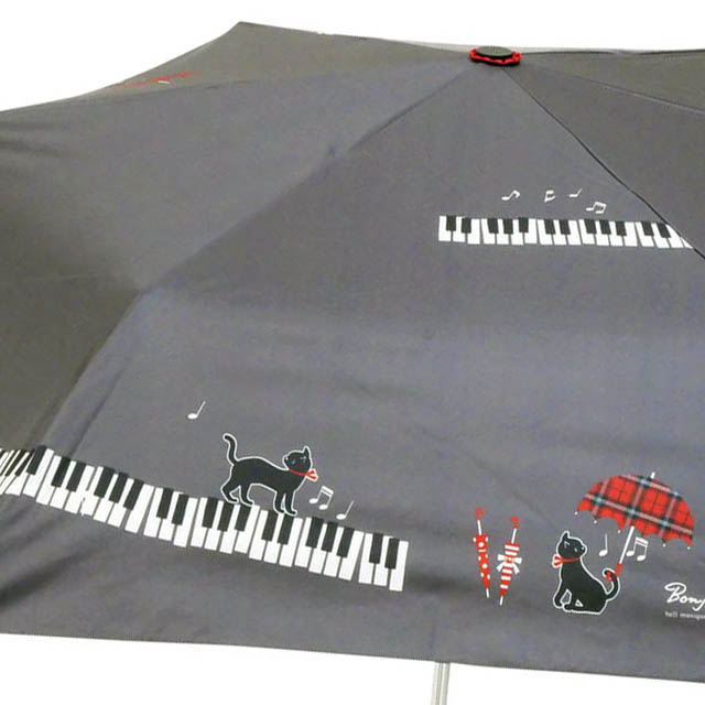 ピアノ鍵盤 晴雨兼用 折り畳み傘 Bonjour Mie 音楽雑貨 音楽グッズ 音楽ギフト