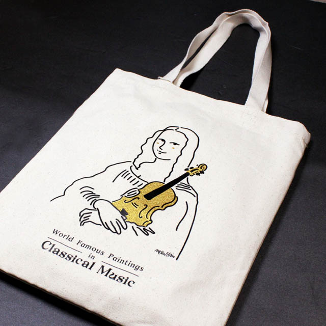 名画de音楽  モナリザ ダ・ヴィンチ ヴァイオリン 弦楽器トートバッグ 音楽雑貨 音楽グッズ 音楽ギフト