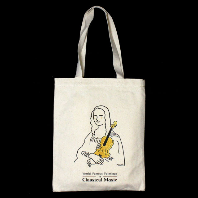 名画de音楽  モナリザ ダ・ヴィンチ ヴァイオリン 弦楽器トートバッグ 音楽雑貨 音楽グッズ 音楽ギフト