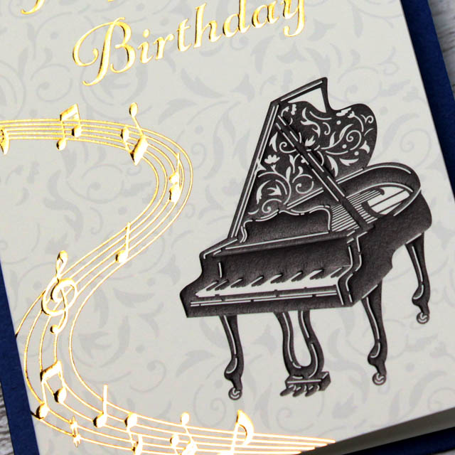 誕生カード ミニカード バースデーカード グランドピアノ Happy Birthday 音楽雑貨 音楽ギフト