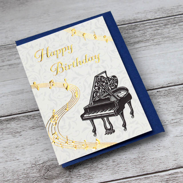 誕生カード ミニカード バースデーカード グランドピアノ Happy Birthday 音楽雑貨 音楽ギフト