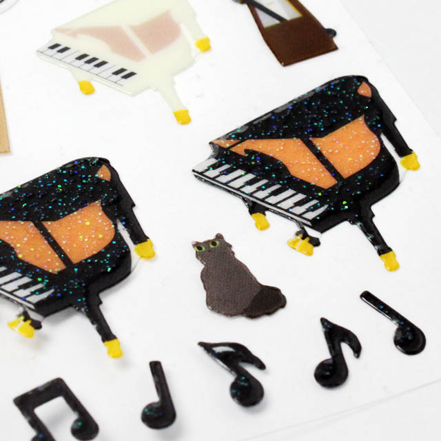 ラメ シール ステッカー グランドピアノ  音楽雑貨 音楽グッズ 音楽教室