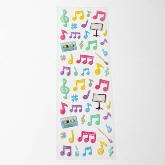 ラメ シール ステッカー 音符 ト音記号 カセットテープ 音楽雑貨 音楽グッズ 音楽教室