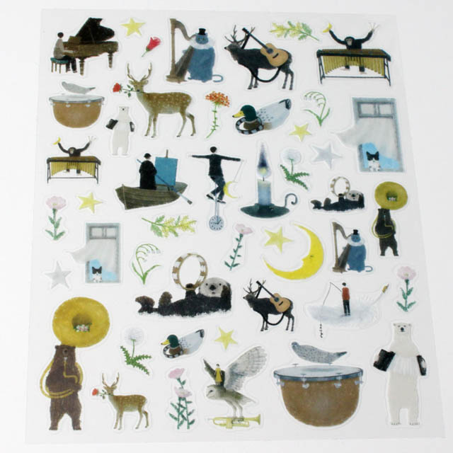 シール ステッカー ティンパニ マリンバ 動物 音楽雑貨 音楽グッズ 音楽教室