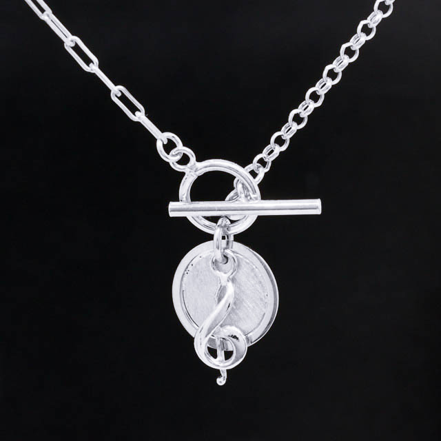 SV925 シルバー ペンダント 《 ト音記号 》 マンテル仕様 Rh
