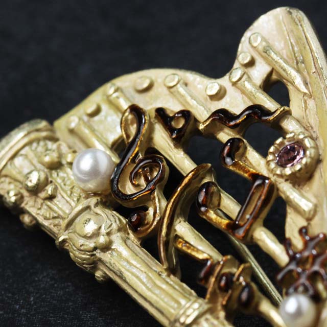 ハープ ブローチ 音楽雑貨 音楽ギフト 音楽アクセサリー