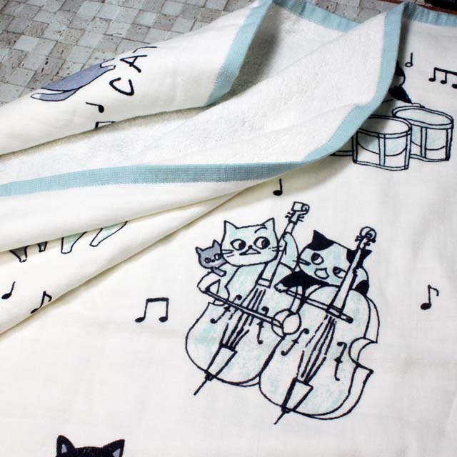 泉州タオル ShinziKatoh バスタオル 猫の楽団 Adagio アダージョ 音楽雑貨 音楽グッズ 音楽ギフト