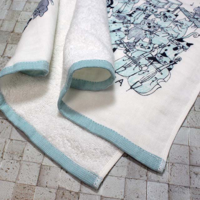 泉州タオル ShinziKatoh フェイスタオル 猫の楽団 Adagio アダージョ 音楽雑貨 音楽グッズ 音楽ギフト