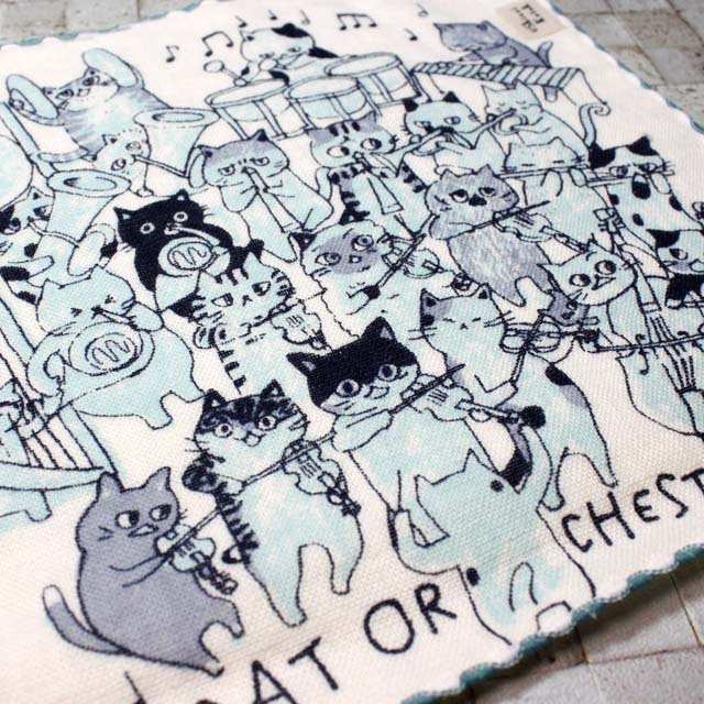 泉州タオル ShinziKatoh タオルハンカチ 猫の楽団 Adagio アダージョ 音楽雑貨 音楽グッズ 音楽ギフト