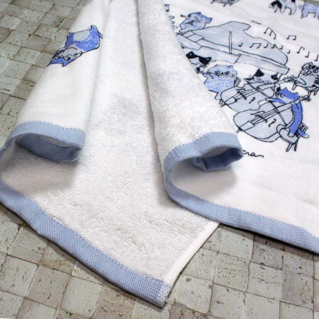 泉州タオル ShinziKatoh フェイスタオル 猫の楽団 Fuga フーガ 音楽雑貨 音楽グッズ 音楽ギフト